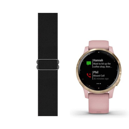 C2D JOY Stretchy Loop Strap Compatible with Garmin Forerunner 255S Venu 2S/3S and vivoactive 4S Watch Band Adjustable Elastic Nylon Wristband - 18MM Black