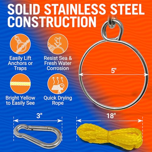 Marine Grade Anchor Retrieval System with Buoy Ball for Boats