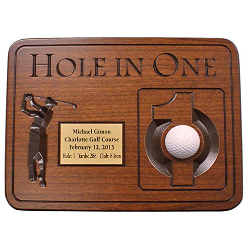 Personalized Hole in One Wall Mounted Cherry Plaque - 12" x 9"