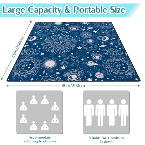 Awufncksn 6'8 x 6'8 Waterproof Picnic Blanket Beach Mat Sun & Moon Blue