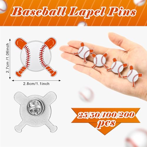 Baseball Lapel Pins - 25 Pack Sports Brooches for Teams