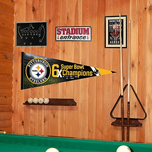 Pittsburgh Steelers 6-Time Champions Pennant Banner Flag