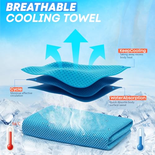 Cooling Towels 4 Pack - Soft Breathable Microfiber for Gym & Outdoor - Grey, Pink, Green, Blue