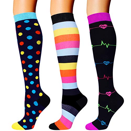 Compression Socks for Women & Men - 20-30mmHg Knee High - Large-X-Large Multicoloured
