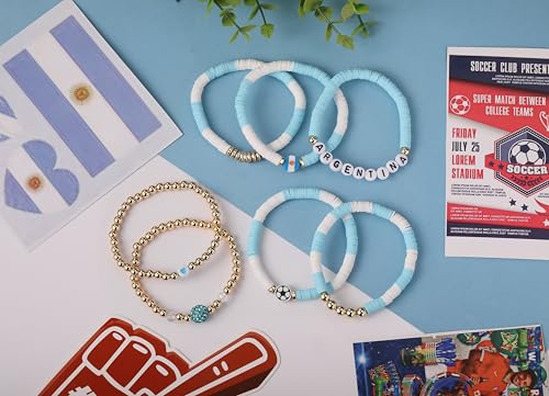 Sports Bracelet Stack Set - 7PC Beaded Charms for Fans