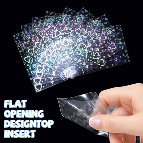 Holographic Photocard Sleeves - 100 Pcs, 65x90mm, Heart Design