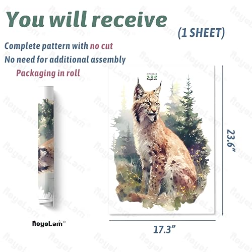 Lifelike Sitting Bobcat in The Forest Wall Decal Nursery Animal Lynx Wall Sticker Removable Peel and Stick Wall Art Decor for Kid Baby Classroom Preschool Living Room Playroom Bedroom School