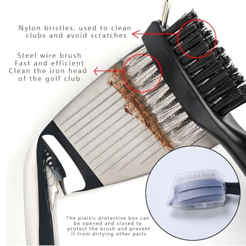 Golf Club Brush Cleaner Tool Set - 2 Pack, Red & Black