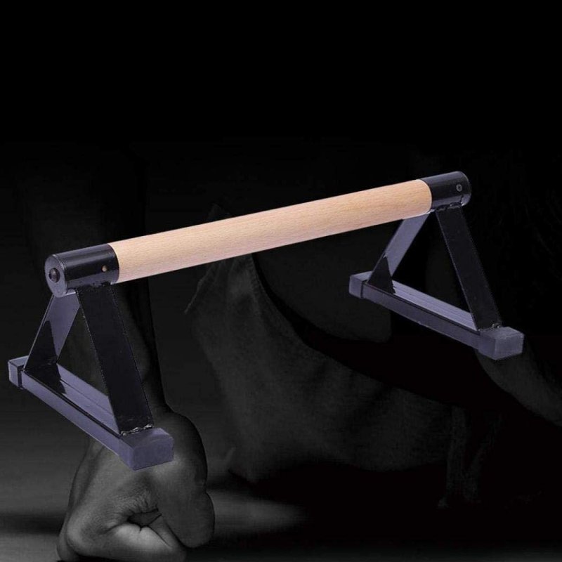 Push Up Bar, 1 Pair Wooden Push-Ups Bars Press-Up Support Stand Gym Exercise Equipment with Non-Slip Sturdy Structure Pushup Double Rod for Calisthenics, Fitness and Handstand for Women Men (Black)