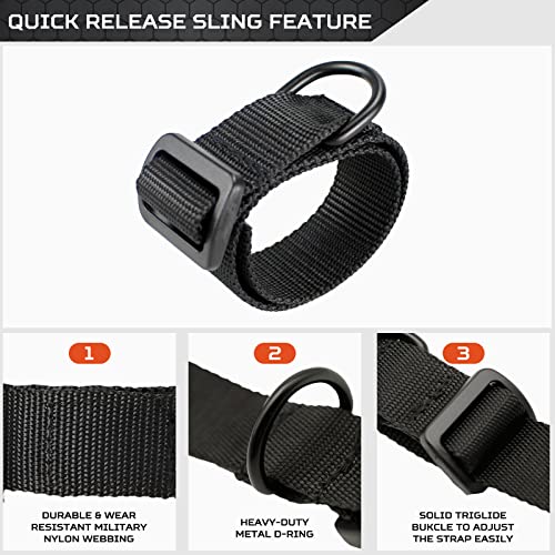 Adjustable Tactical Gun Sling - 1.25" Nylon Strap, 2 Pack - Black