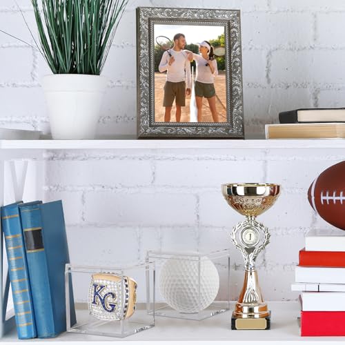 Clear Acrylic Championship Ring Display Case - 2 Pack Cube Holder