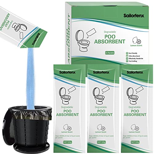 Portable Toilet Waste Absorbent Gel Powder - 15 Pack - Lemon Scent