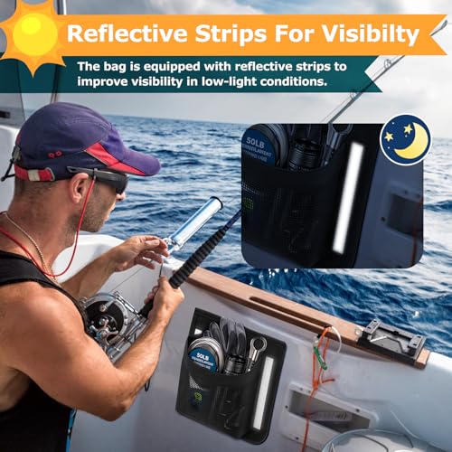 Yoojahow 4 Pack Boat Storage Bags 6.5x7.5in Waterproof Mesh Organizer with Reflective Strips