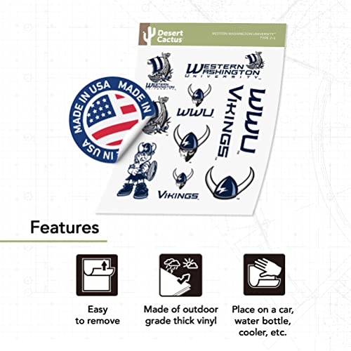 Western Washington Vikings Sticker Decal - 8.5 x 11 Inches Vinyl Sports Fan Gift