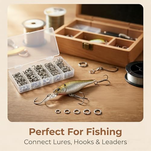 250pcs Heavy Duty Silver Split Ring Set for Fishing Tackle