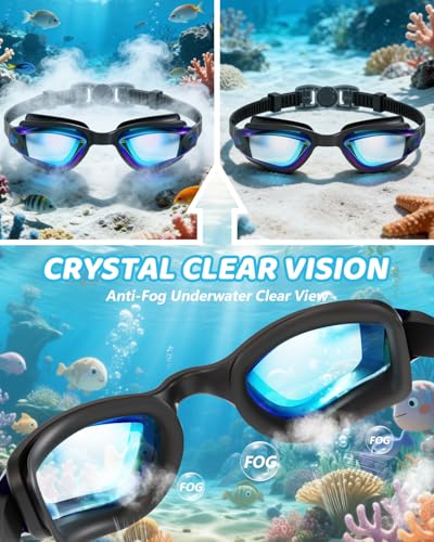 Kids Swim Goggles 2 Pack - Anti-Fog, UV Protection, Leak-Proof
