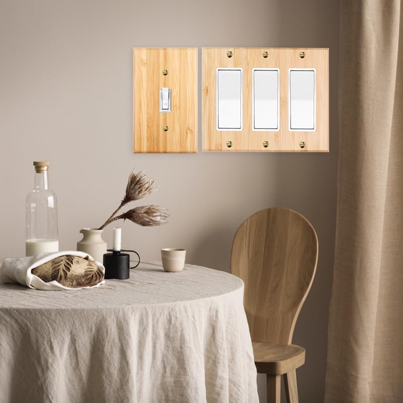 1PC Solid Wood Light Switch Plate Blank Wall Plate Light Switch Cover Quality Raw Wooden Switch Plate Decorative Wall Plate Bamboo Single Toggle