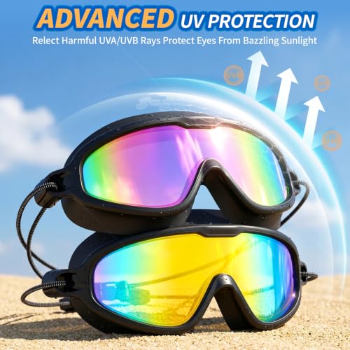 Kids Swim Goggles with Bungee Strap - Anti-Fog, No Leak - Aqua & Bright Rose