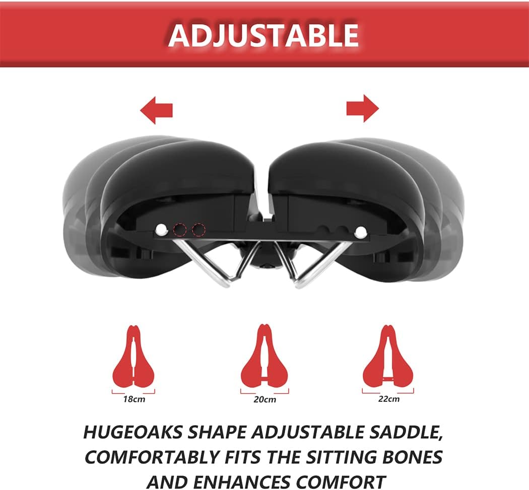Skiennix Width Adjustable Bike Seat - Comfortable Prostate-Friendly Bicycle Saddle for All Bike Types