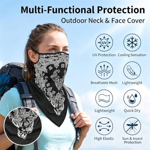 Balaclava Ski Mask - Quick-Dry Neck Gaiter, Large Paisley-Black