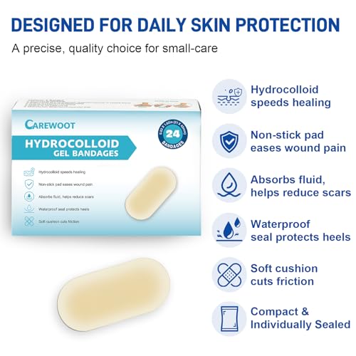 24 Pack Advanced Hydrocolloid Gel Bandages of Cushioning Coverage