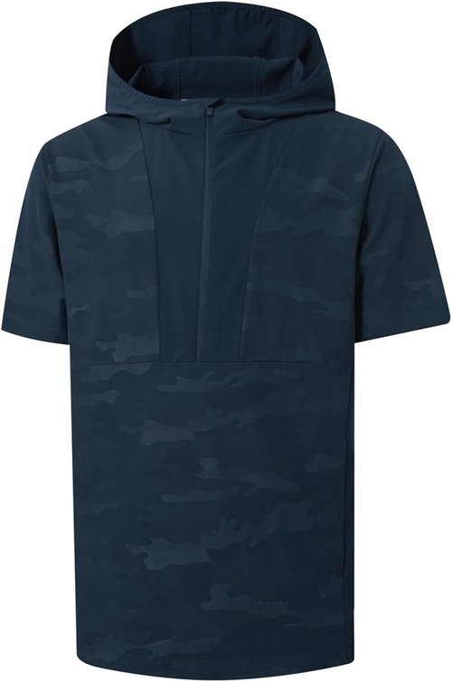 M MAELREG Short Sleeve Hoodie for Men - Lightweight, Water-Resistant, Embossed Pattern | Perfect for Golf