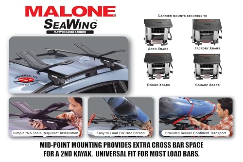 Universal Kayak Carrier Roof Rack with Bow & Stern Tie-Downs