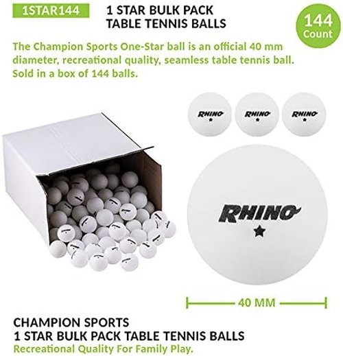 Champion Sports Ping Pong Balls - Durable 40mm ABS Plastic for Training & Recreational Play | Various Packs & Colors