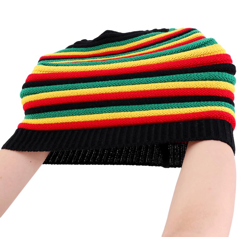 Women's Multi-Color Striped Jamaican Style Beanie - Comfortable Fit