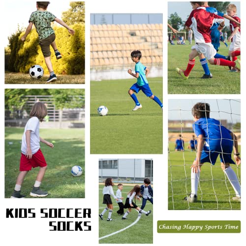 Kids Over Calf Soccer Socks - Youth Baseball & Softball 12-14 Years - Pink/Neon Green/Black