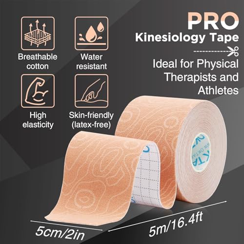 Kinesiology Tape Roll - Elastic Physical Therapy Tape, 2 Rolls Beige