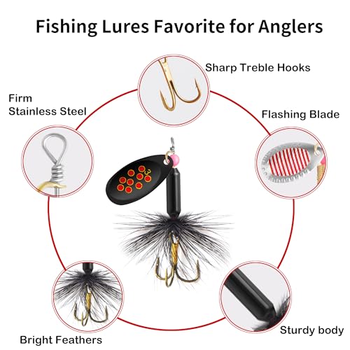 10-Piece Inline Spinner Fishing Lure Set with Tackle Box