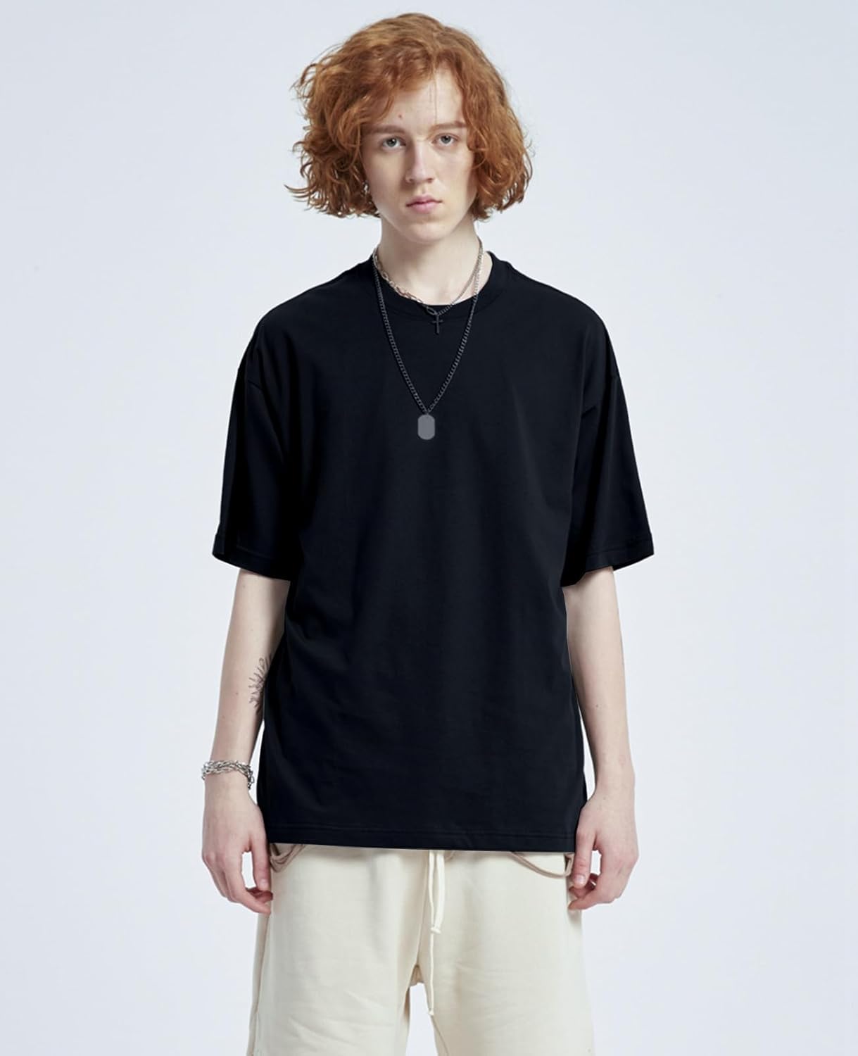 Skiennix Men's Oversized T-Shirt - Loose Fit Crewneck for Streetwear & Gym | Heavyweight Short Sleeve