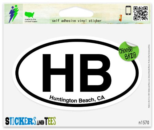 Huntington Beach CA Oval Vinyl Sticker - 3 x 2 Inch