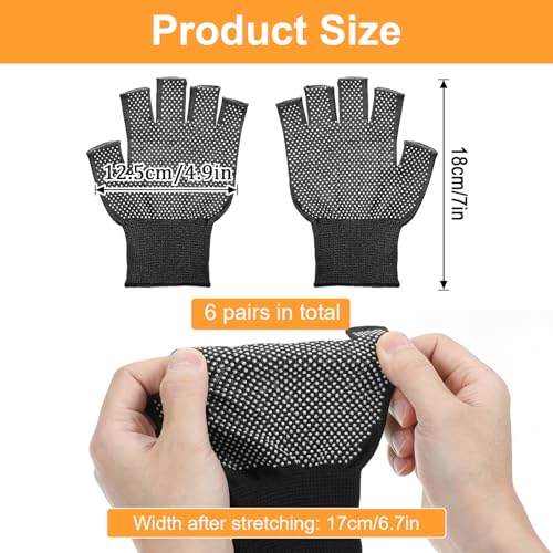 Lightweight Half-Finger Workout Gloves - 6 Pack Black