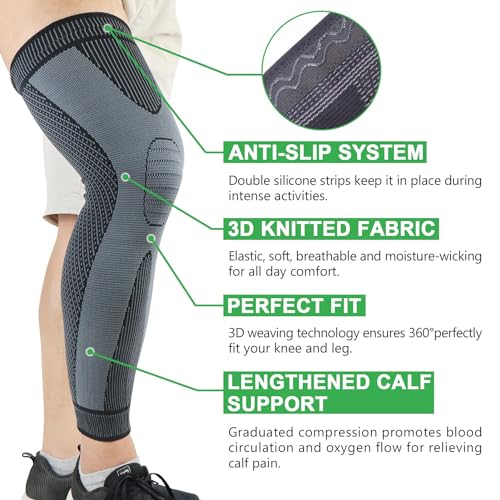 Beister Full Leg Compression Sleeve Pair Black X-Large for Adults