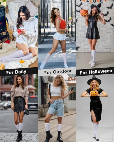 Senker Fashion 3 Pairs Cotton Knee High Socks for Women, Tube Boot