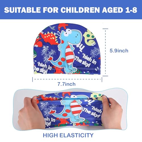2-Pack Cartoon Swimming Caps - Soft Elastic Polyester Swim Hats for Kids