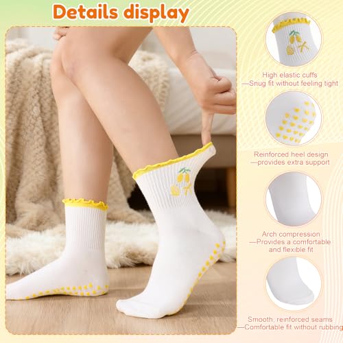 Non-Slip Pilates Yoga Socks - 2 Pairs - Green & Yellow