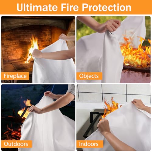 Fire Blanket for Home & Kitchen - Fiberglass Emergency Blanket, 2 Pack, 39 x 39 in - Red