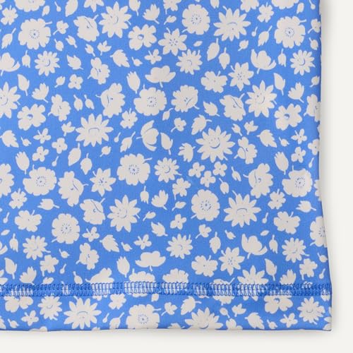 Girls' Short Sleeve High-Neck Rashguard T-Shirt - Small Blue Ditsy Floral