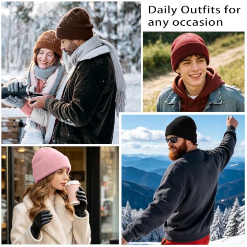 Knit Beanie Hat for Men & Women - Black Classic Fisherman Cap