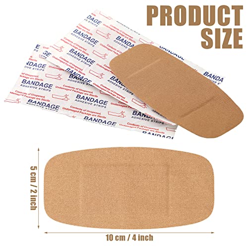 Sinmoe Brown Large 2x4 Inch Adhesive Bandages 100 Pcs, Breathable Fabric