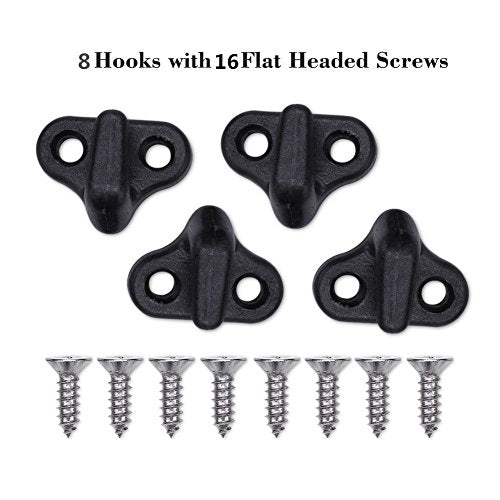Nylon Kayak Lashing Hooks with Screws - 8 Pack