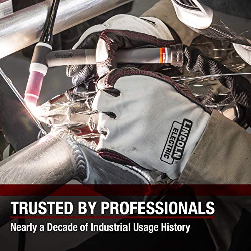 Lincoln Electric Full Grain Leather Welding / Work Gloves | Padded Palm| XL | K2977-XL, White/Black