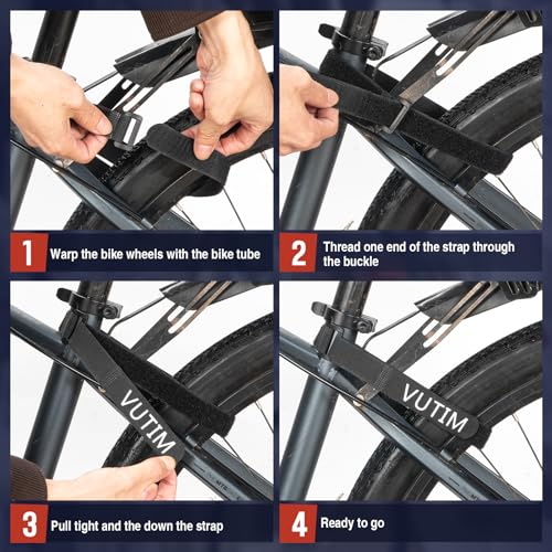 4-Pack Adjustable Bike Rack Straps - Non-Slip Nylon Wheel Securing Ties
