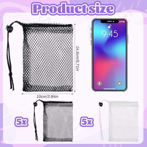 10 Pcs Small Mesh Drawstring Bags - Nylon Storage Bags for Organizing