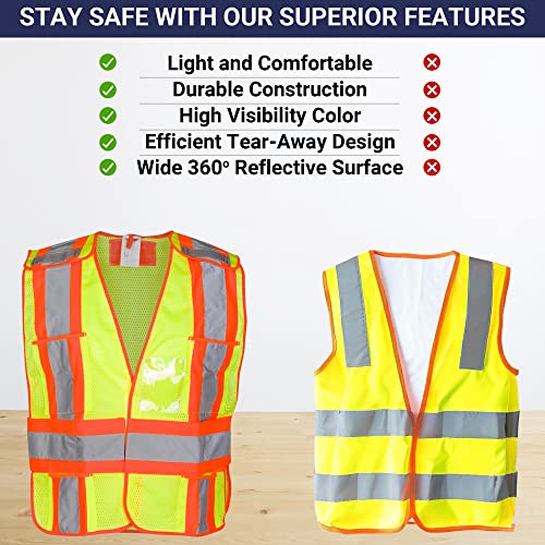 Dasher Products High Visibility Safety Vest, ANSI Class 2 Breakaway Vest with 5 Pockets, Hi Vis 3 Pack