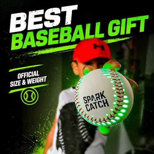 SPARK CATCH Glow in The Dark Baseball - Neon Green Impact Light-Up Ball