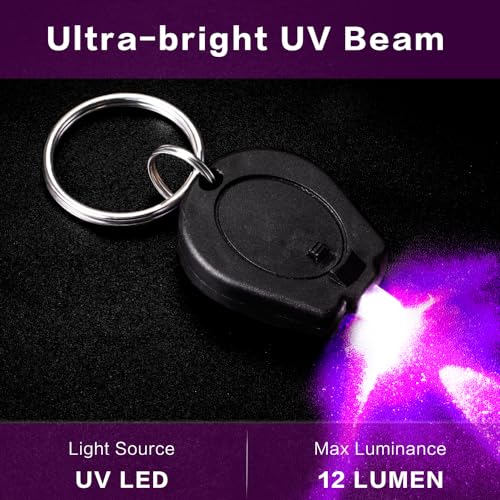 Mini UV LED Keychain Flashlight - 6 Pack Black Light